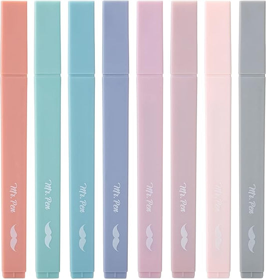 Mr. Pen- Aesthetic Highlighters No Bleed, 8 Pack, Earthy Colors, Chisel Tip, Cute Highlighters Assorted Colors for Journaling, Highlighting, Underlining, Fast Dry, Back to School Supplies