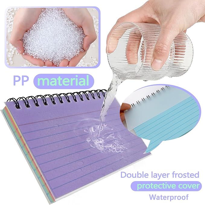 4 Packs 200 Sheets 4.9" x 2.9" 5 Colors Spiral Index Cards with Ring & Covers, Colored Ruled Note Flash Cards, Spiral Bound Paper Flashcards for Studying Office Taking Record (4)