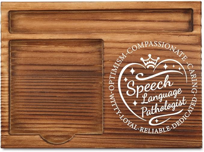 THRXOBN Desk Organizer for Speech Language Pathologists & Healthcare Professionals - Natural Wood with Slots for Notes, Pens, and Small Office Supplies – Stylish & Practical Workspace Solution,WSH12