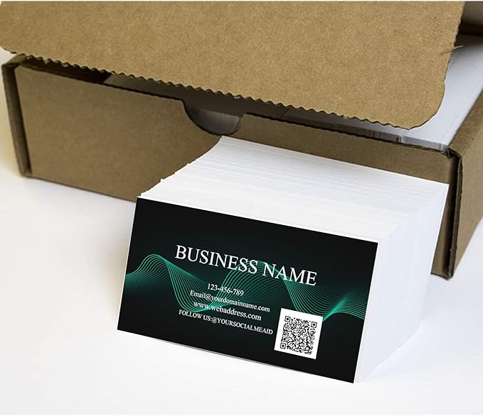Customizable Printed Business Stock Cards -Single and Double-sided Color Printing - 3.5" x 2" - 100% Recycled Content (500/200 PCS) Premium Double-sided Print