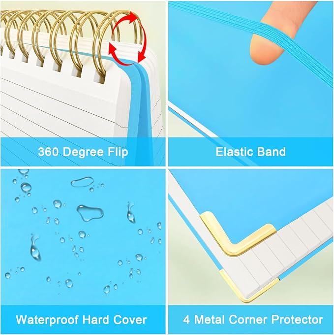 Top Spiral Notebook, A4 Hardcover Top Bound Steno Pads, 240 Pages 100gsm College Ruled Left Handed Notebook Journal for Work, School, Meeting Writing - Blue, 8.5" x 11"