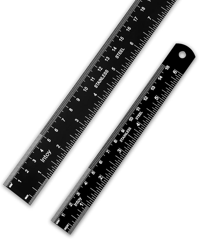 Metal Ruler 12 Inch and 6 Inch with Metric Scales Millimeter, Centimiter, and Conversion Table, Easy to Read Straight Edge Starts at 0, Stainless Steel Rule for School and Office, 2 Pack