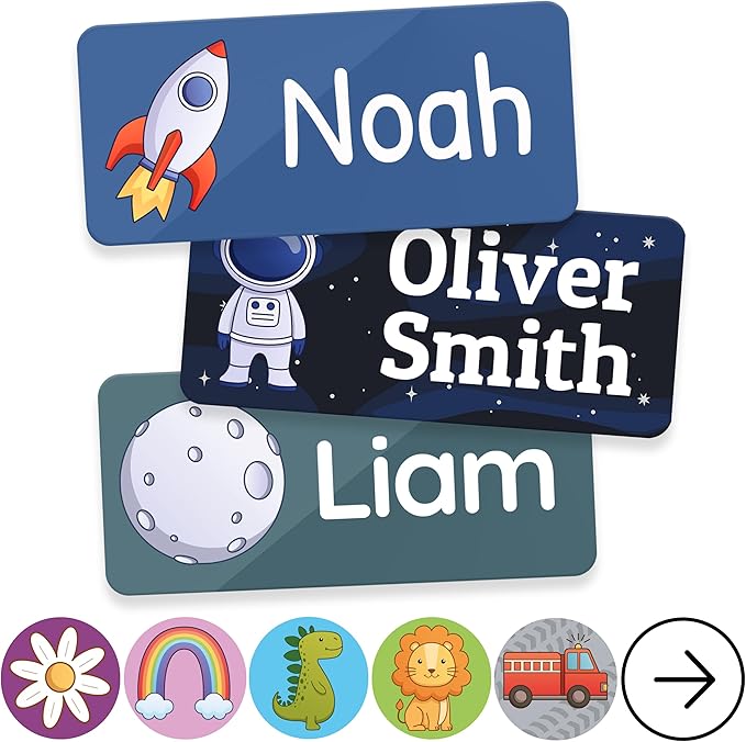 TagBuddy® Personalized Daycare Name Labels for Kids [70pcs] - Waterproof Name Stickers for School, Baby Bottles & Clothing - Custom Name Stickers - Washable Stick On Labels (1.2”x0.5”)