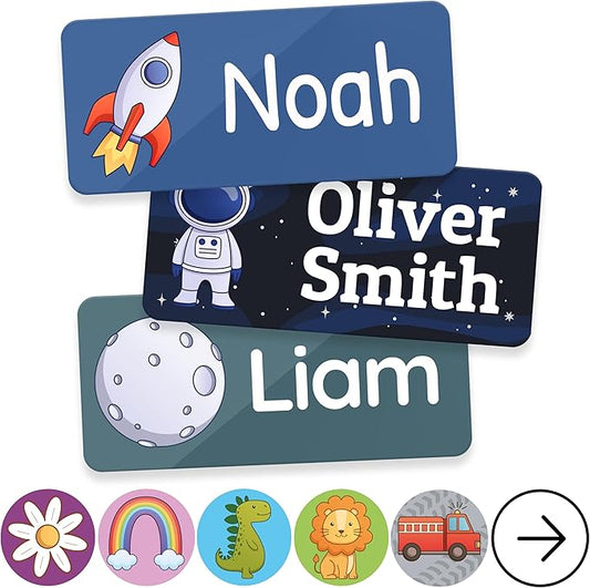 TagBuddy® Personalized Daycare Name Labels for Kids [210pcs] - Waterproof Name Stickers for School, Baby Bottles & Clothing - Custom Name Stickers - Washable Stick On Labels (1.2”x0.5”)