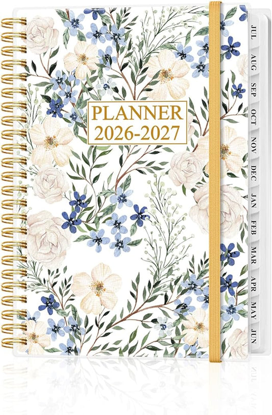 Academic Planner 2026-2027 - Weekly & Monthly Planner from July 2026 to June 2027, Agenda 2026 2027 with Inner Pocket, Elastic Band, 6.4" x 8.5", Crushed Flower