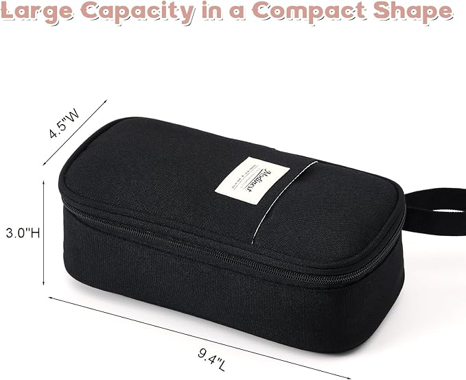 Pencil Case Pouch, Large Capacity Pen Bag Organizer, Cute Aesthetic Pencil Box for Girls Boys Kids, Back to School Supplies, Teacher Supplies Classroom Essentials, Black