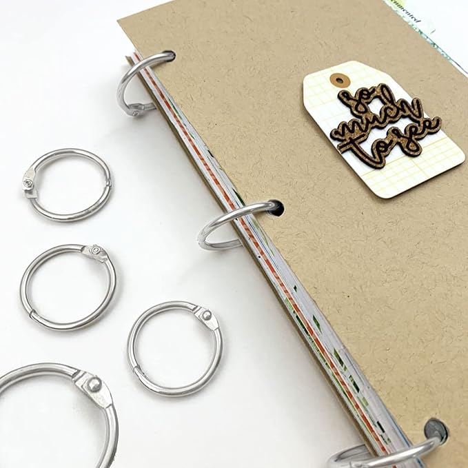 OWLKELA Binder Rings 50 Pcs, Assorted Sizes, Nickel Plated, Loose Leaf Bookr Rings for Flash Cards, Index Card Ring, Paper Ring for School, Home or Office
