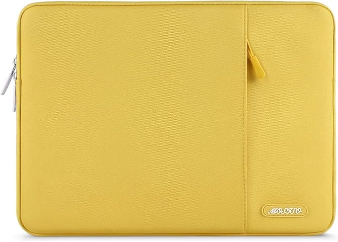 MOSISO Laptop Case 16 inch, 15-15.6 inch Laptop Sleeve Compatible with MacBook Pro 16 M5 M4 M3 M2 M1, HP Acer Dell Lenovo ASUS, Polyester Vertical Computer Sleeve Bag with Pocket, Yellow