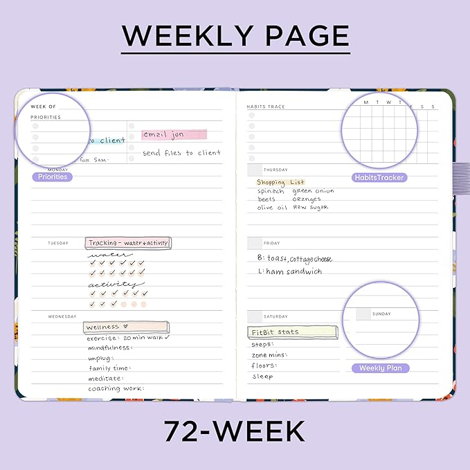 And Per Se Undated Planner, Weekly & Monthly Planner with Goal & Habit Tracker, A5 Leather Hardcover Productivity Journal for Academic Year (Garden Flowers)