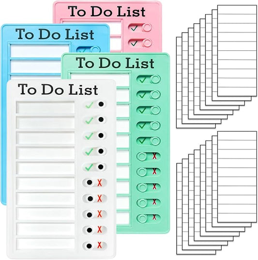 4 Pieces Chore Chart for Kids Multiple Kids - Sliding Routine Chart: Reusable to Do List, RV Checklist, Planning Board, Visual Schedule, and Reminder (Multicolored)