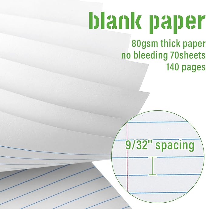 Resurhang 6 Pack 8.5 x 11'' Office Steno Book Double-sided Spiral Steno Books College Ruled White Paper 70 Sheets/Pad Pastel Colors Covers for School Office(Vivid Color,Classic Style)