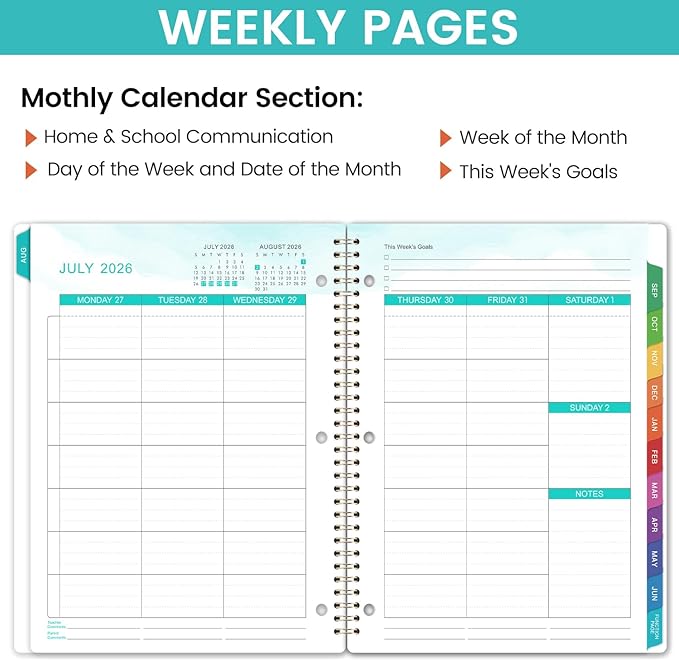 Student Planner 2026-2027 - School Planner 2026-2027 with Planner Stickers & Colorful Tabs, Aug. 2026 - Jun. 2027, 8.5" x 11", Monthly and Weekly School Planner, Academic Planner with Motivational Quotes - Globe Planner