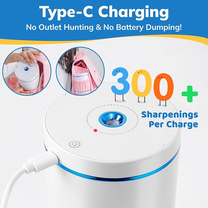 Fully Automatic Electric Pencil Sharpener, Rechargeable