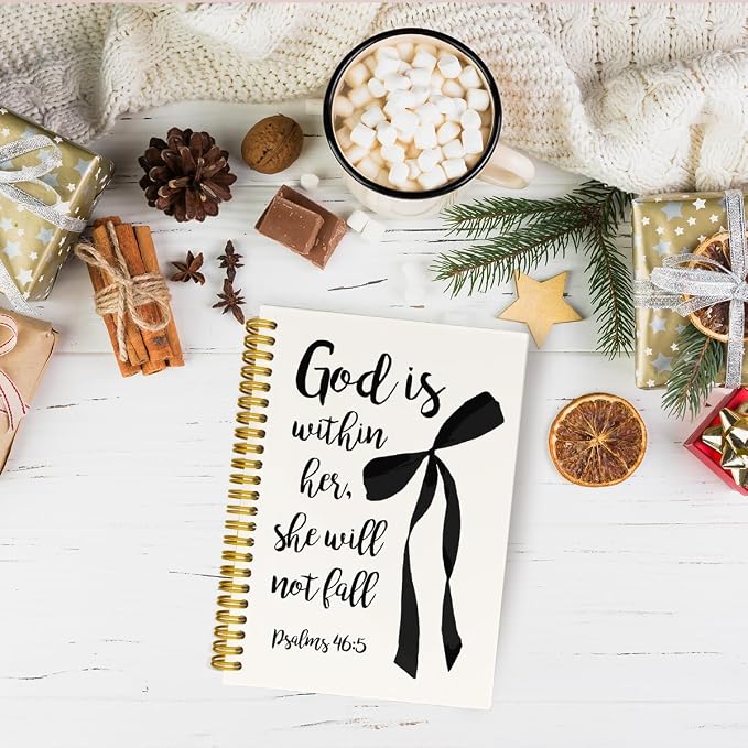 JKMBN Modern Black Bow Notebook, Christian Journal for Bible Notes