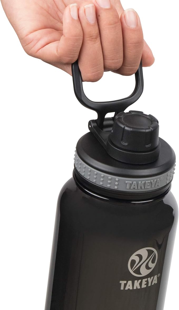 Takeya Tritan Sport Water Bottle with Spout Lid - BPA-Free & Dishwasher-Safe Water Bottle - Reusable Bottle with Lid Handle - Simple Leak-Proof Water Bottle - 40 oz, Black