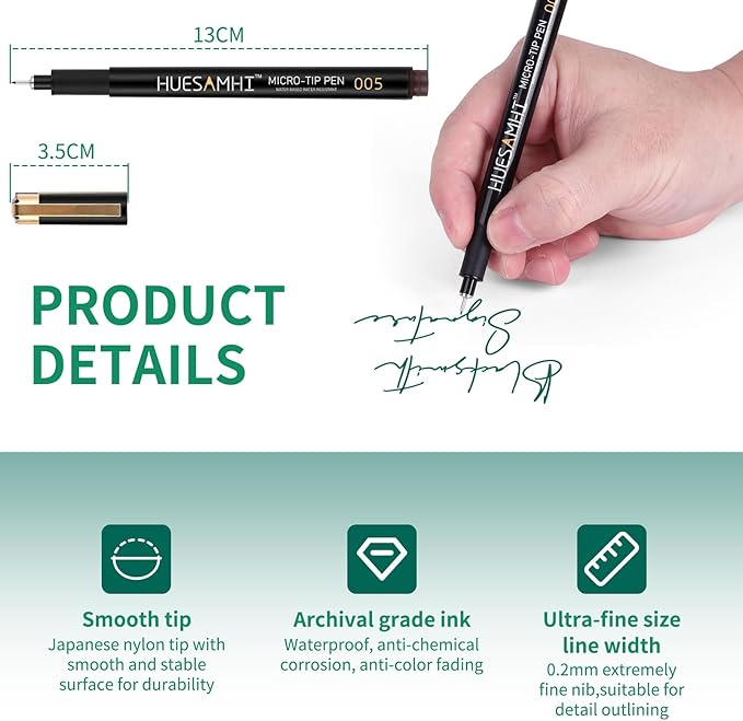 005 Micro Pen 20 Colors 0.20mm FineLiner Pens for Art Waterproof Ink Fine Tip Illustration Sketching, Anime Bullet Journal and Technical Drawing