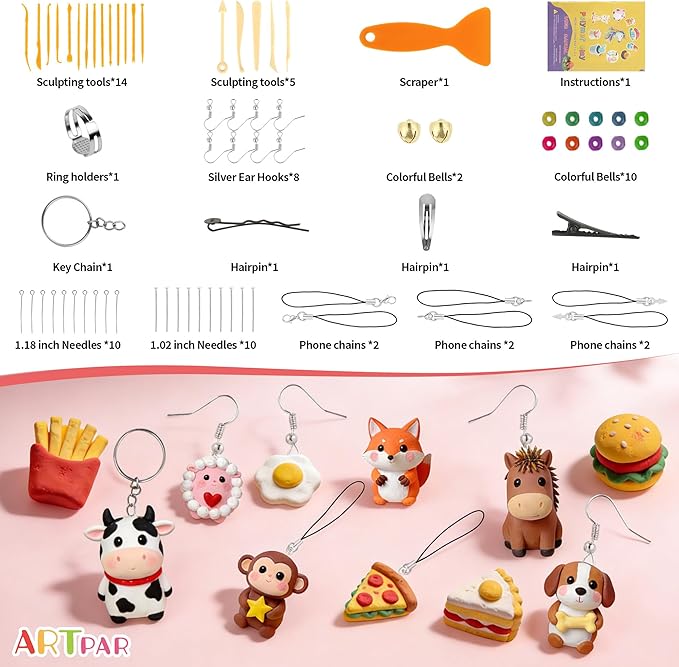 Artpar Polymer Clay Kit,102 Colors Modeling Clay for Kids,Oven Bake Molding Clay with Sculpting Tools Jewelry Accessories,Safe & Non-Toxic,DIY Arts and Crafts Gifts for Children & Adults
