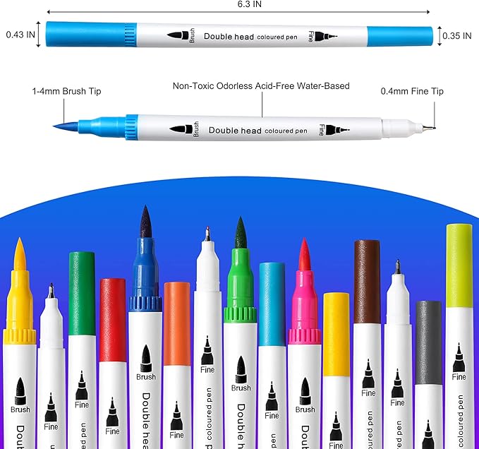 Upanic 36 Brush Markers for Adult Coloring Books,Office Markers for Adults Lettering,Dual Tip Brush Pens for Drawing,Colored Pens for Art,Journal Planner,Doodle,Brush&Fine Marker for Teen Girl Gifts