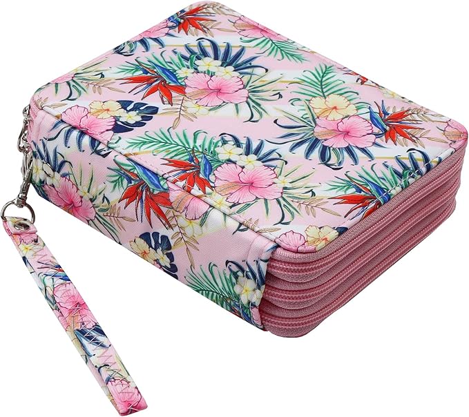 Portable Colored 72 Slots Pencil case Organizer with Printing Pattern for Watercolor Pens, Pencil Case Organizer for Artist