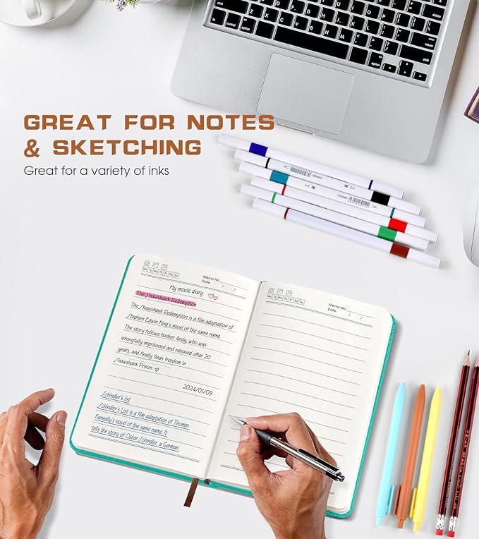 Biuwory Lined Pocket Journal Notebook for Women Men, 140 Pages A6 Leather Journals for Writing, Travel, Work, 3.7"×5.7" Mini Notebook, Hardcover Small Notebooks for Note Taking, Diary Notepad (Blue)