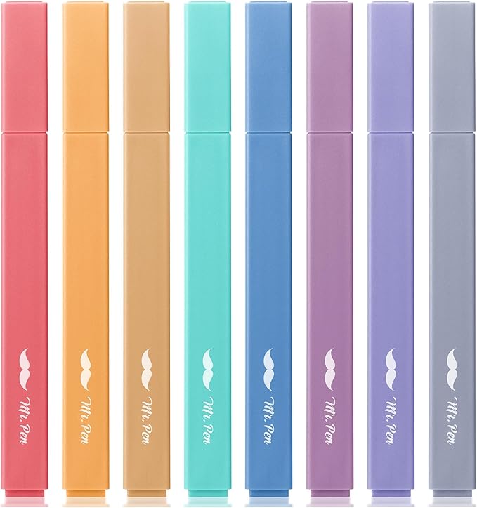 Mr. Pen- Aesthetic Highlighters No Bleed, 8 Pack, Jewel Tones, Chisel Tip, Cute Highlighters Assorted Colors for Journaling, Highlighting, Underlining, Fast Dry, Back to School Supplies