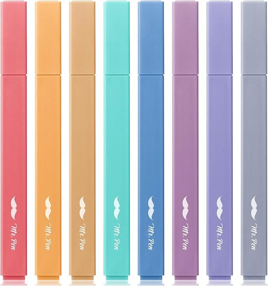 Mr. Pen- Aesthetic Highlighters No Bleed, 8 Pack, Jewel Tones, Chisel Tip, Cute Highlighters Assorted Colors for Journaling, Highlighting, Underlining, Fast Dry, Back to School Supplies
