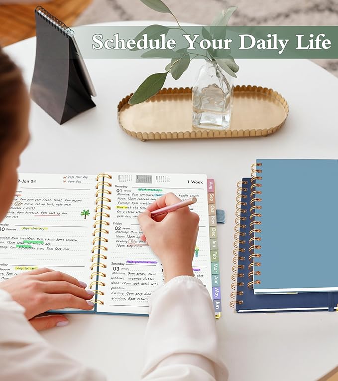 Academic Planner 2026-2027, Hardcover Weekly and Monthly Calendar Planner from July 2026 - June 2027, Daily Agenda Planners with Tabs, College School Organizer for Student Teacher, A5 (6.1" x 8.2"), Dusty Blue