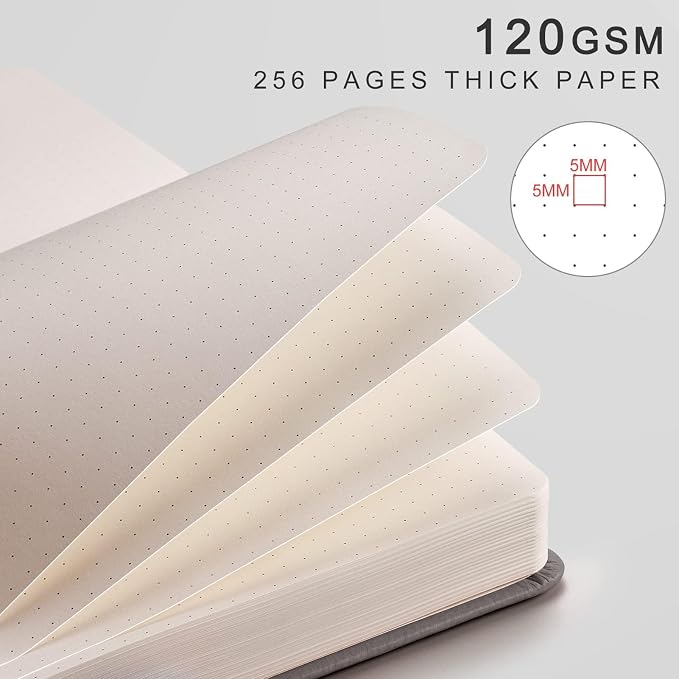 EMSHOI Dotted Journal Notebook, 256 Pages, A5 Size (5.7'' x 8.3'')