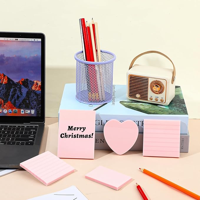 5 Pack Mixed Shape Transparent Sticky Notes, 250 Sheets Glitter Pastel Color Waterproof Index Sticker Book Tabs Soft PET Marker Memo Pad for Annotating Home School Office