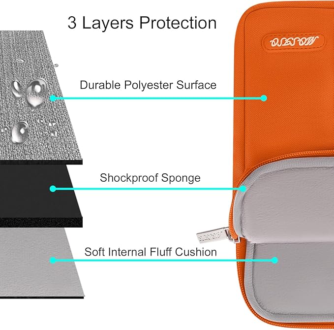 MOSISO Laptop Case 14 inch, 14 inch Laptop Sleeve Compatible with HP Lenovo Dell ASUS Acer, HP Stream, Dell Latitude, Lenovo IdeaPad, Polyester Vertical Computer Sleeve Bag with Pocket, Orange