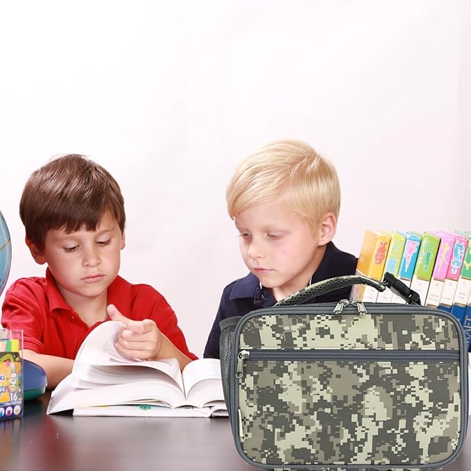 GYEUKHAM Insulated Lunch Box for School, Thermal Reusable Durable Freezable Lunch Bags for Kids Boys Girls Men Women - Small Soft Cooler Portable Lunch Tote Kit for Work Picnic Travel,Grey Camo