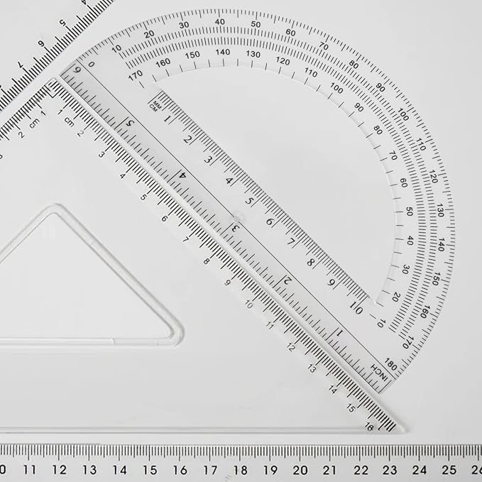 CertBuy 48 Pack Clear Protractor 6 Inch, Plastic Protractor Math Protractors 180 Degrees for Angle Measurement, Protractor for Geometry,Student Math Protractor Ruler for Drawing Geometry Classroom