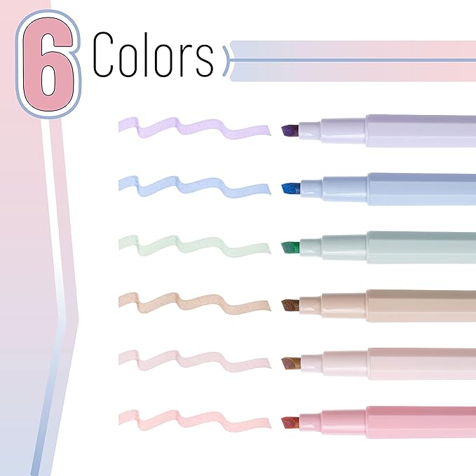Mr. Pen- Aesthetic Highlighters No Bleed, 6 Pack, Pastel Colors, Chisel Tip, Cute Bible Highlighters Assorted Colors for Journaling, Highlighting, Underlining, Fast Dry, Back to School Supplies