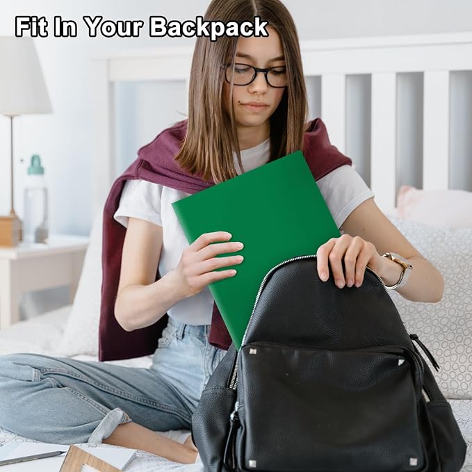 ViVin 60-Pack Green Plastic Folders with Pockets, Fits 8.5 x 11 Inch Letter Size Papers, Sturdy 2 Pocket Folders, Plastic Pocket Folder for Home School and Office