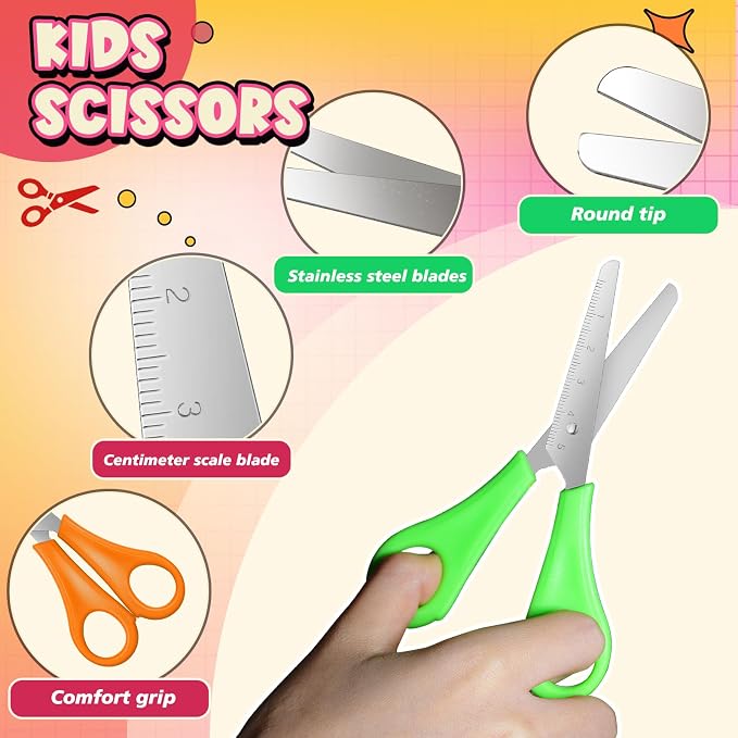 400 Pcs Back to School Supplies Kit Include 100 Student Scissors 100 12 Inch Plastic Rulers 100 Pencil Sharpeners 100 Highlighters for School Classroom Home Charity Donation Supplies (400)
