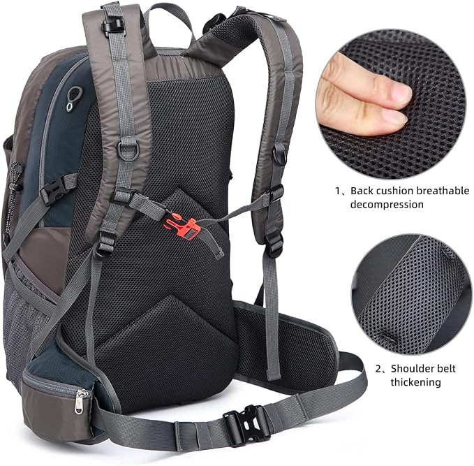 SPEEDPARK 40L Hiking Backpack, Lightweight Camping Daypack with Rain Cover | Water-Resistant Rip-Stop Nylon, Multi-Pockets, Survival Whistle. Ideal For Men, Women, Travel, Trekking