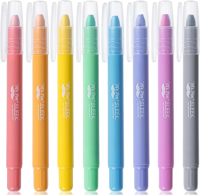Mr. Pen- No Bleed Gel Highlighters, Friendly Colors, 8 Pack, Bible Highlighters and Pens No Bleed, Bible Markers for Study, Journaling, School Supplies and Accessories