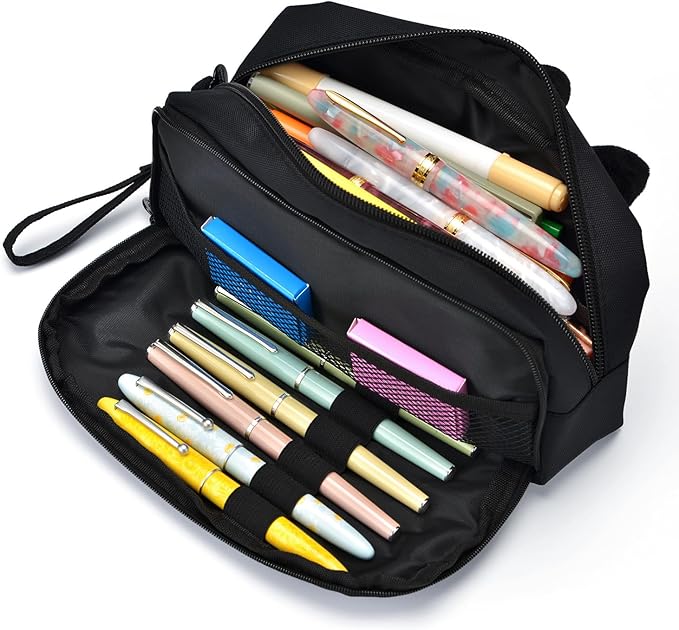 Hongdian Large Capacity Pencil Case, 3D Cat Pen Bags Pencil Pouch Organizer for Office College School