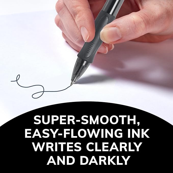 BIC Gelocity Original Black Gel Pens, Medium Point (0.7mm), 2-Count Pack, Retractable Gel Pens With Comfortable Grip