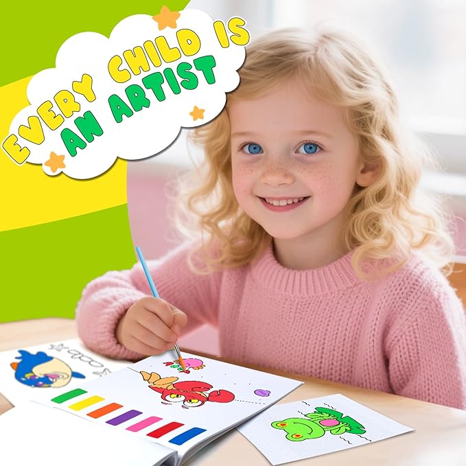 Fenmay Paint with Water Books for Kids - Mess Free Watercolor Paint Sets with 2 Premium Brushes for Kids Ages 3-5 4-8, Arts and Crafts Drawing Activities, Toddler Birthday Gift（Animal）
