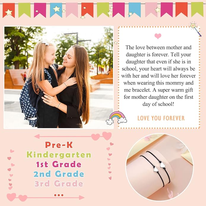 UNGENT THEM Big & Small Heart Bracelets Back to School Gifts for Girls