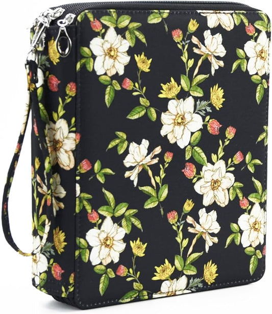 YOUNGCOL 120 Slots Colored Pencil Case Color Pencil Organizer Storage Large Capacity Pencil Case (Black + Retro Flower)