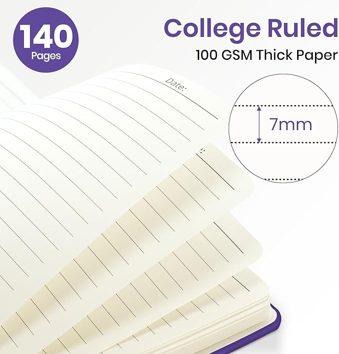 ZOTIA Lined Spiral Journal Notebook for Women, A5 College Ruled Journals for Writing, Hardcover Notebooks for Work, Note taking and Office School Supplies,140 Pages - Periwinkle Blue