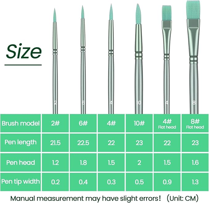 6Pcs Acrylic Paint Brush Set, Watercolor Brushes, Nylon Paint Brushes Set for Acrylic Painting, Versatile Paints Brushes for Crafts, All Purpose Oil Watercolor Painting Beginner Kits