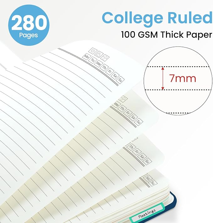 ZOTIA Large Spiral Notebooks for Work 5 Subject with Removable Dividers