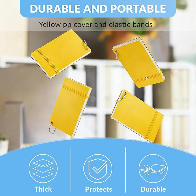 NEEWAY Ruled Index Cards with Ring 3x5 Inches, 200 Count Note Cards Lined, Flash Cards with Rings for Studying, Home and Office (Yellow)