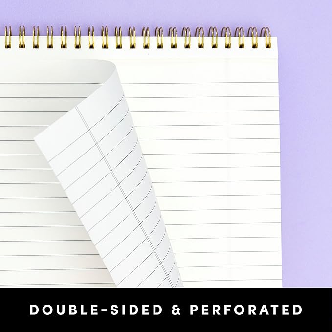 PAPERAGE Top Bound Spiral Notebook, 3 Pack, Lined Notepad, (Light Grey/Navy/Sage Green), 70 Sheets (140 Pages) Per Notebook, Wide/Legal Ruled, 8.5 inches x 11 inches