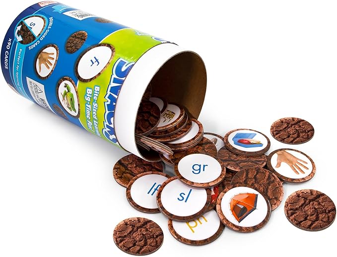 Junior Learning: Blend Snacks - Hands-On Phonics & Letter Blends Practice, Recognition Game, Picture Clues, Cookie Theme Double-Sided Cards, Kids 5+