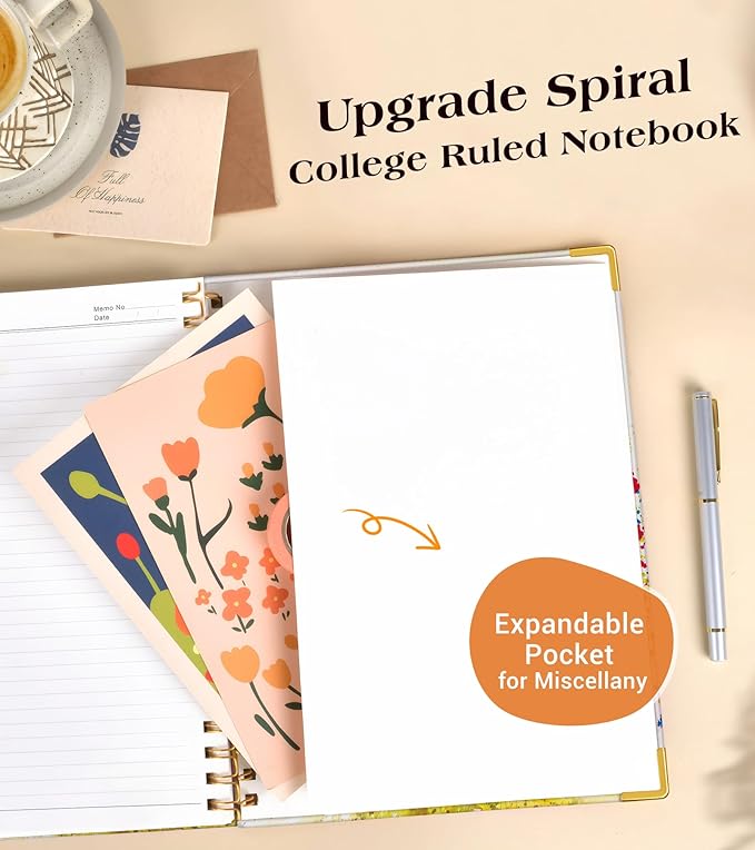 Lined Spiral Notebook Journal for Women, 150 Pages Cute Notebooks 5.75” x 8.38”, A5 Hardcover Spiral Journals with 100 GSM Thick Paper, College Ruled Notebook for Writing Work School, Colorful Tree of Life