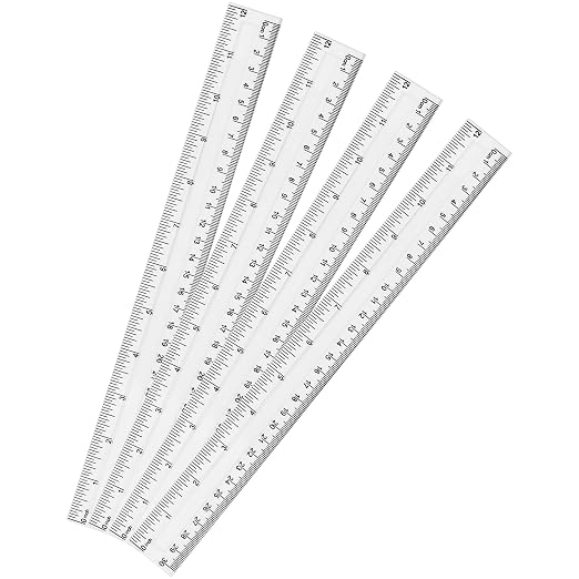 ZUFECY 4 Pack 12-inch Flexible Rulers, 30cm Bendable Translucent Plastic Ruler for School, Office, Art Drawing & Measuring Tools